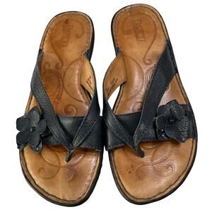 Born Women’s Sandals Sz 7M Thong Leather‎ Cushion Comfort Blue